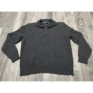 Polo Ralph Lauren Sweater Adult L Grey Lambs Wool 1/4 Zip Pullover Mens